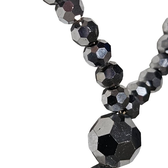 Elegant Faceted Black Silver Beaded Chunky Chain Necklace Fashion Jewelry Women - Picture 6 of 10